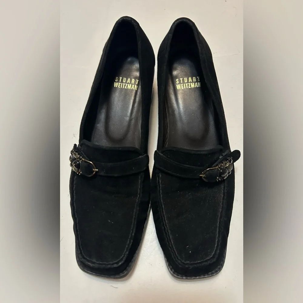 Stuart Weitzman Classic Black Suede Loafers